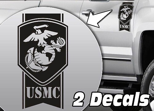 USMC-Style Eagle Globe Anchor Truck Bed Side Vinyl Decal Set for Pickup Trucks