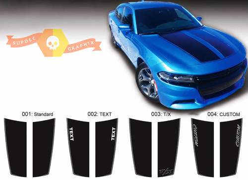 TEXT T/X CUSTOM Split Accents Hood Vinyl Decal Sticker for Dodge Charger 2015-2016