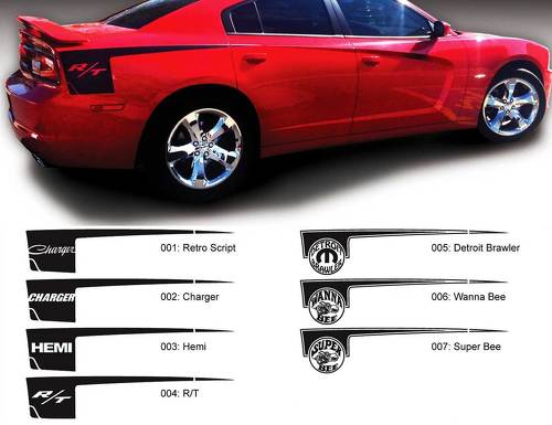 Dodge Charger side Hatchet Stripe HEMI R/T Mopar Super Bee Decal Sticker graphics fits to models 2011-2014