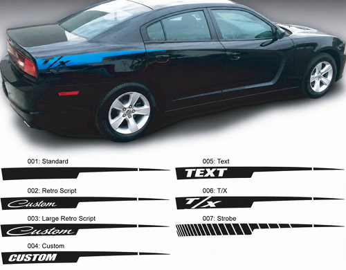 Custom Straight Razor Stripe Pair Side Vinyl Decal Sticker for Dodge Charger 2011-2014