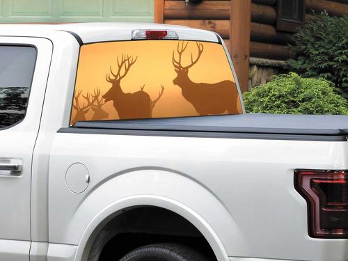 Deers in the sunset rays Rear Window Decal Sticker Pick-up Truck SUV Car any size