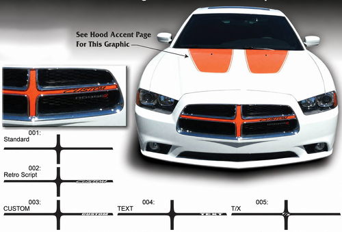 CUSTOM TEXT T/X Grille Crosshair Options Full Kit Vinyl Decal Sticker for Dodge Charger 2011-2014_1