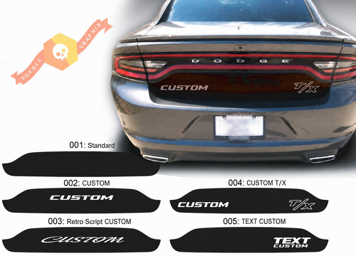 CUSTOM TEXT T/X Trunk Blackout Options Trunk Vinyl Decal Sticker for Dodge Charger 2015-2020