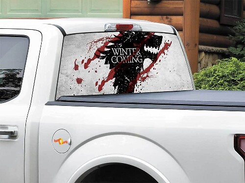 Winter Is Coming GoT Style Rear Window Vinyl Decal For Trucks