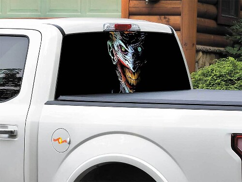 Creepy Comic Villain Face Rear Window Decal for Pickup Truck SUV