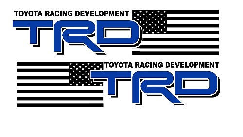 TRD-Style USA Flag Side Vinyl Decals Pair for Toyota Trucks
