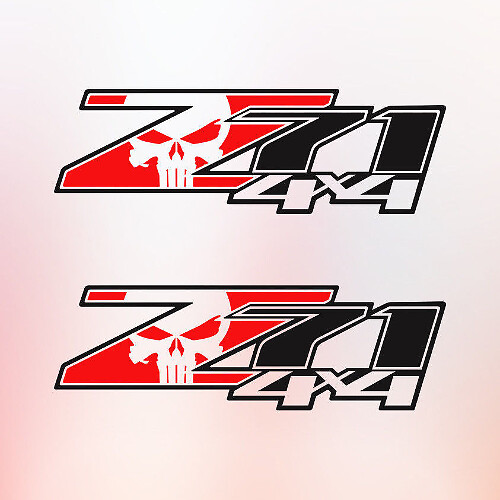 Z71 4x4 Logo Punisher Style Side Vinyl Decal Sticker for GMC Sierra