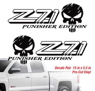 2 Chevy Z71 Punisher 4X4 off road truck Silverado Chevrolet Decals Pair Decal