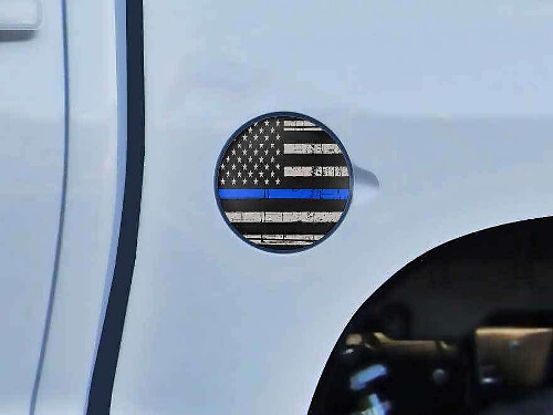 USA Flag Blue Line Gas Cap Vinyl Decal for Toyota Tundra 2014-16_1