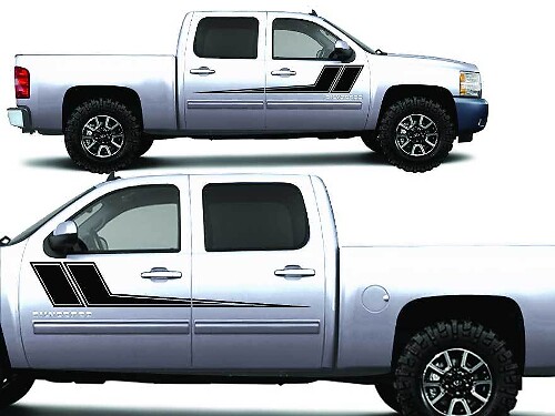 Outline Accent Stripes Side Door Vinyl Decal Sticker for Chevrolet Silverado 2008-2013