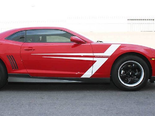 T Style Twin Line Stripe Pair Side Front Fender Vinyl Decal Sticker for Chevrolet Camaro 2010-2015