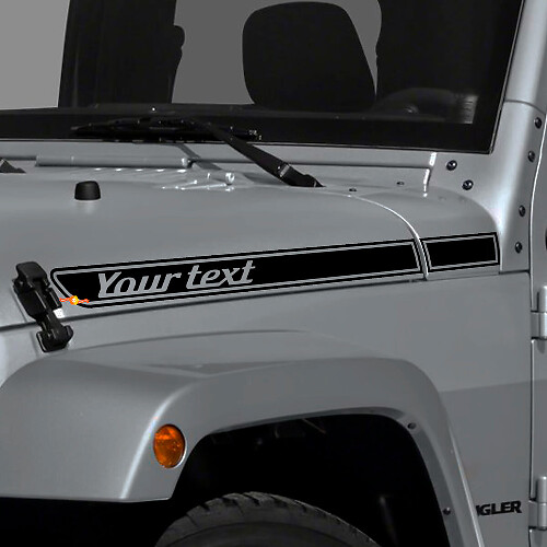 Custom Text Outline Stripes Hood Vinyl Decal Sticker for Jeep Wrangler