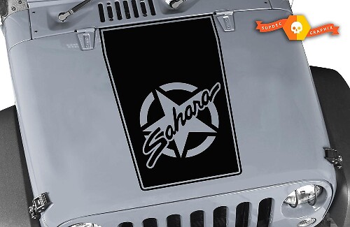 Sahara Star Blackout Hood Vinyl Decal for Jeep Wrangler