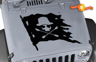 Jeep Hood Jolly Roger Skull Pirate Flag Vinyl Decal