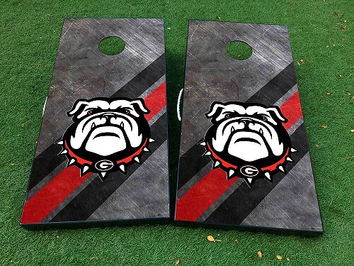 Georgia Bulldogs Footy Cornhole Board Game Stripes Sticker Decal VINYL WRAPS with LAMINATED