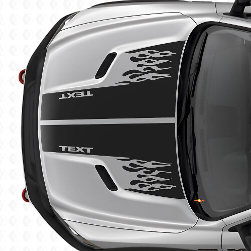Custom Flames Style Hood Dual Stripes Vinyl Decal for Dodge Ram