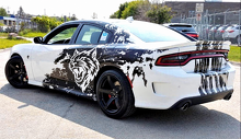 Custom Cat Head Distressed Stripe Pattern Full Kit Vinyl Decal Sticker for Dodge Charger Hellcat_2