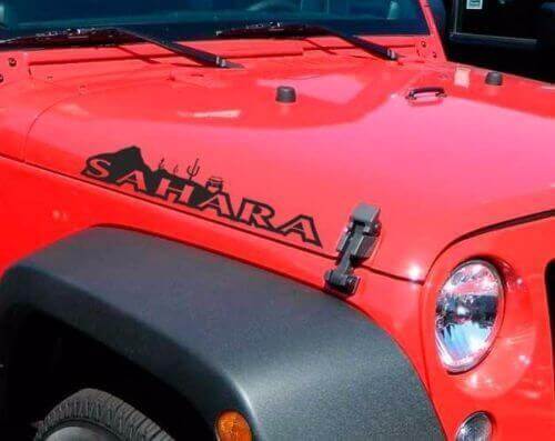 Sahara Lettering Hood Vinyl Decal Pair for Jeep Wrangler