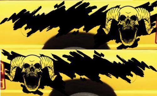 Horned Skull Mud Splash Bedside Vinyl Decal Sticker for Dodge Ram 3500