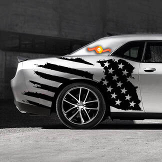 US USA flag distressed side decal fits to Ford Mustang Dodge Charger Chevy Camaro