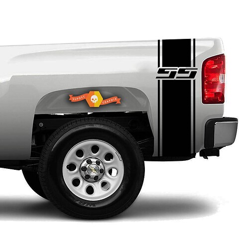 SS Logo Outline Stripes Bedside Vinyl Decal Sticker for Chevrolet Colorado