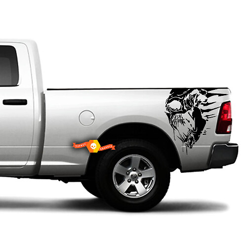 Grunge Skull Side Bed And Tailgate Vinyl Decal for Dodge RAM 1500