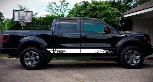 TEXT Mountain Lower Body Stripes Side Vinyl Decal Sticker for Ford F-150