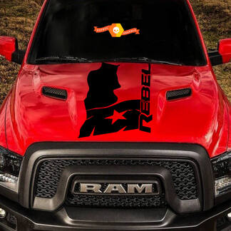 2015-17 Dodge Ram Rebel Distressed Texas Flag Hood Truck Vinyl Decal Graphic #3