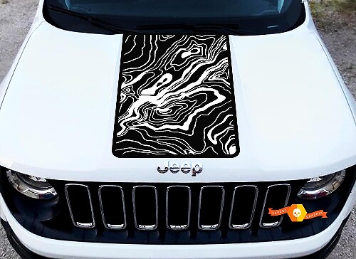 Topographic Map Hood Vinyl Decal for Jeep Renegade 