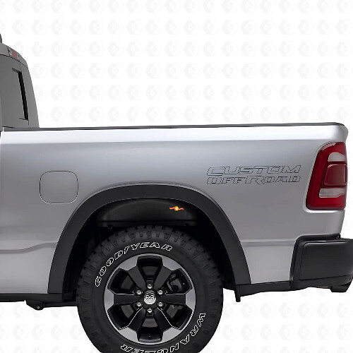 Custom Off Road Outline Lettering Bed Side Vinyl Decal Kit for Dodge Ram 