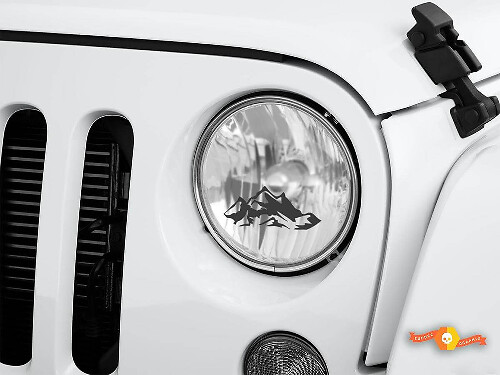 Mountains Headlight Vinyl Decal Set for Jeep Wrangler 