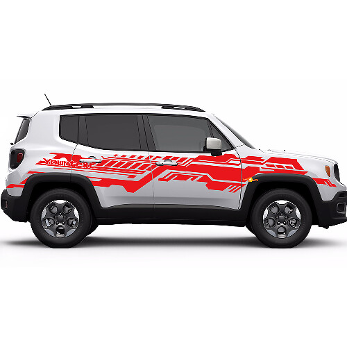 Adhesivo de vinilo con franjas laterales en estilo gráfico grunge técnico para Jeep Renegade
