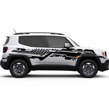 Adhesivo de vinilo con franjas laterales en estilo gráfico grunge técnico para Jeep Renegade 3