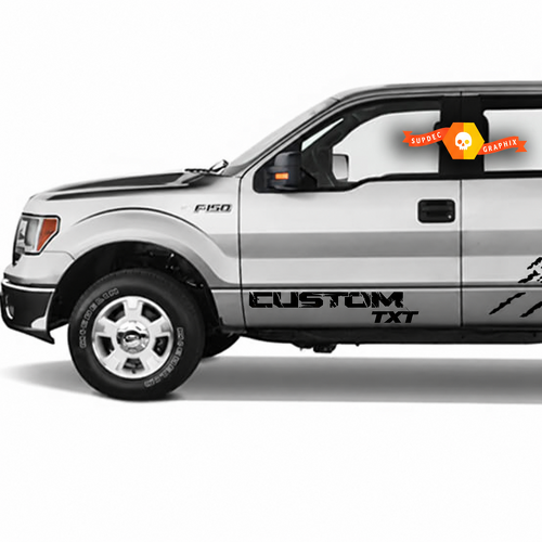 CUSTOM TXT Stripe Graphics Door Vinyl Decal Sticker for Ford F-150 2017-2018