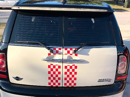 Vinyl Decals Stickers with Dual Checkered Stripes for Mini Cooper Clubman 2008-2013