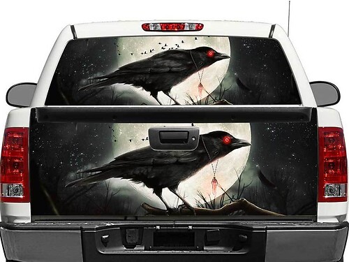 Moonlight Raven Rear Window Tailgate Vinyl Decal Sticker for Trucks