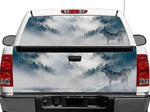Wolf in Mountains Rear Window or Tailgate Vinyl Decal for Trucks