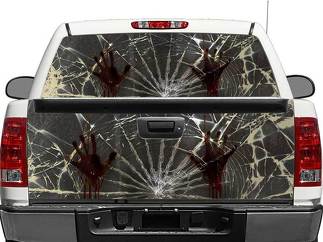 Zombie Hands Broken Glass Rear Window OR tailgate Decal Sticker Pick-up Truck SUV Car