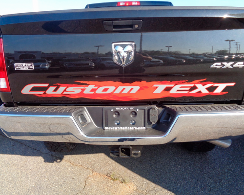 Custom TEXT Flame Lettering Tailgate Vinyl Decal Sticker for RAM 2500 2014-2016_1