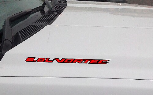 Outlined 6.0L Vortec Hood Vinyl Decal Sticker for Chevrolet Silverado