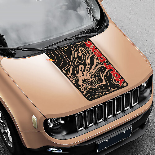 Topographic Map Bonnet Vinyl Decal Sticker for Jeep Renegade
