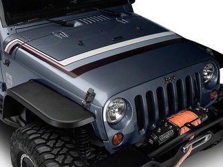 Retro Style Hood Stripes - Gray and Red Fits 2007-2018 Jeep Wrangler JK Models