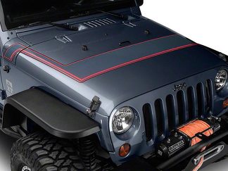 Retro Style Pinstripe Hood Stripes - Gray and Red Fits 2007-2018 Jeep Wrangler JK Models