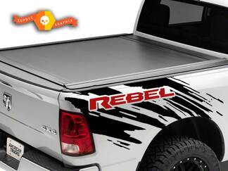 Pair Dodge Ram Rebel Splash Grunge Logo Truck Vinyl Decal bed Graphic Cast 2 Colors
