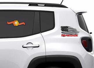 2 Color Jeep Renegade Distressed American Flag Graphic Vinyl Decal Sticker Side