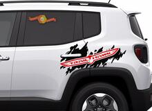 2 Color Trail Hawk TrailHawk Jeep Renegade Cherokee Side Splash Logo Vinyl Sticker Decal
 2