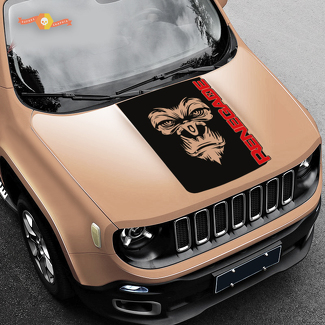 2 Color Hood Jeep Renegade Yeti Bigfoot Sasquatch Logo Graphic Vinyl Decal SUV