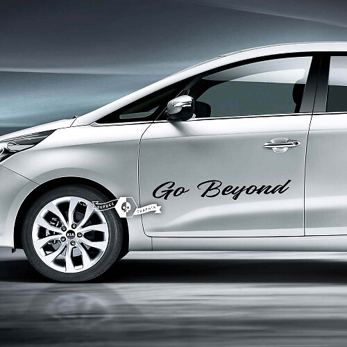 Pair Doors Lettering Go Beyond Emblem Logo Vinyl Decal Sticker

