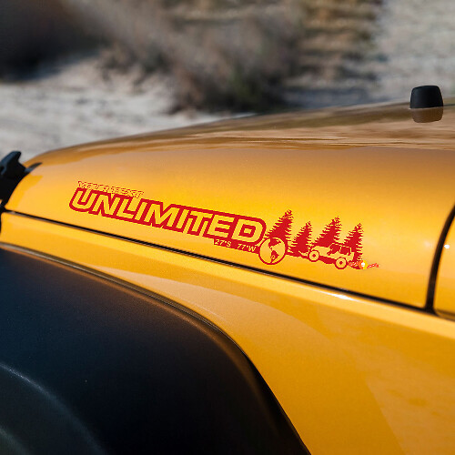 Forest Off Road Style Unlimited Vinyl Bonnet Stickers Decals for Jeep Wrangler