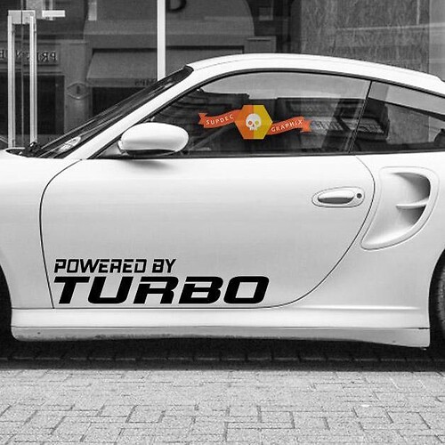Powered by Turbo Side Door Vinyl Decal Sticker for Porsche 911